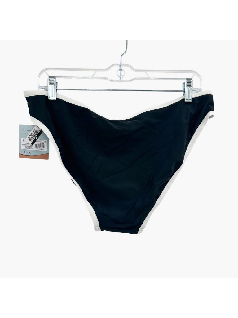 New Shade & Shore Contrast Binding Mid-Rise Hipster Bikini Bottom - Black/White — image 4 of 8